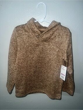 NWT Kids Cozy Shawl Collar Pullover Hoodie in Marled Brown